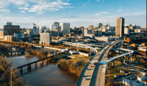 Aerial view of Richmond city Virginia